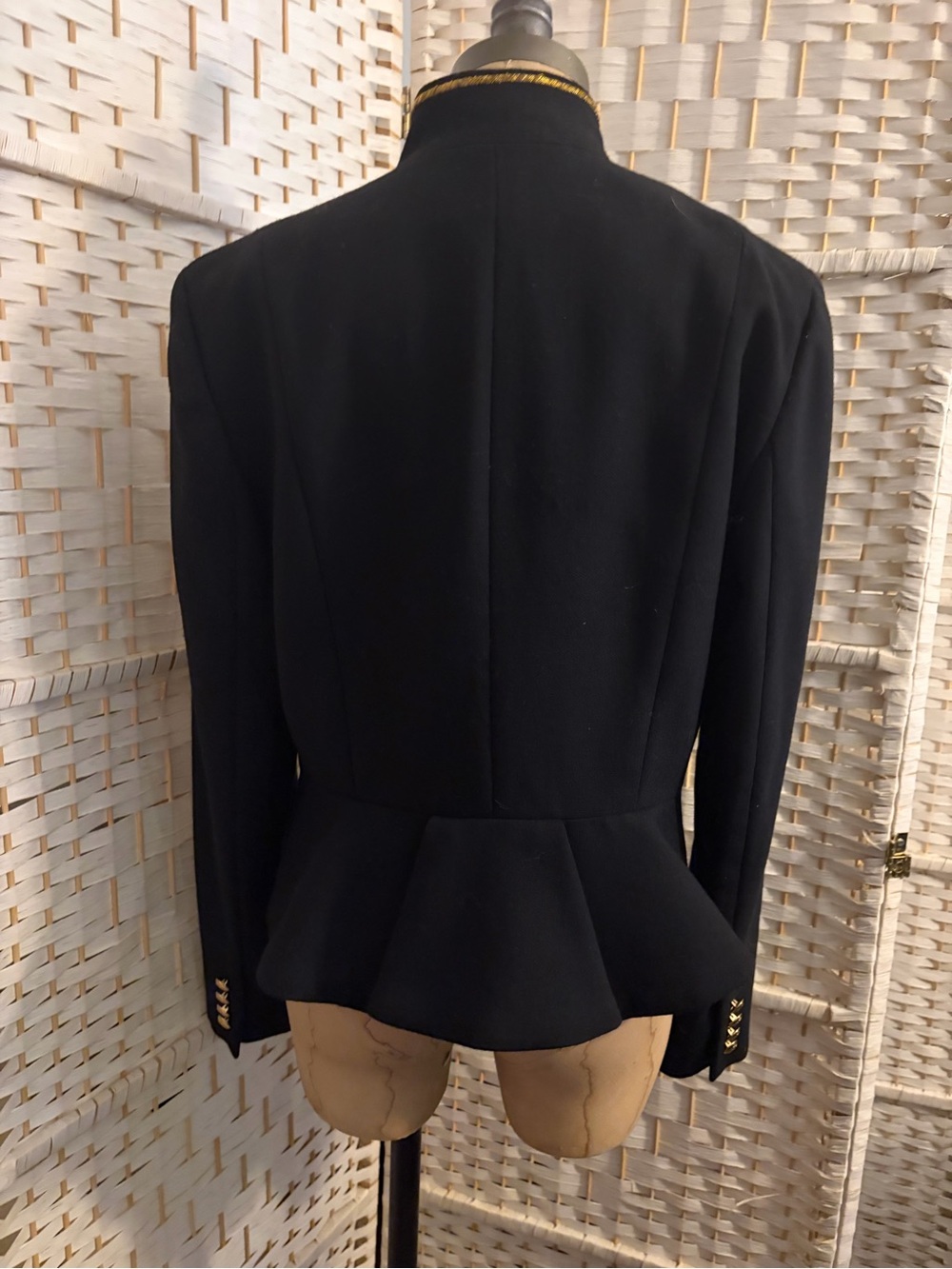 Vintage Ralph Lauren 100% Wool Military Peplum Gold Embossed Buttons, Embroidery - Picture 4 of 13